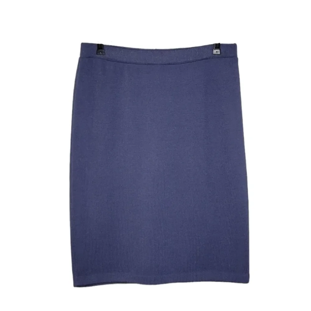St. John Evening Blue/Gray Knit Pencil Skirt Size 10